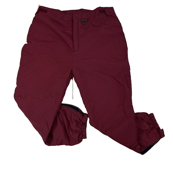 Vintage LL Bean Quilted Lined Ski Snow Pants Sz XL Red USA Made Full Zip Outdoor - Picture 1 of 6